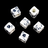 Floral Printed Porcelain Beads PORC-Q161-6-4