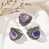 Natural & Synthetic Gemstone Adjustable Rings RJEW-I108-03AS-2