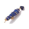 6Pcs 6 Styles Natural Carnelian & Green Aventurine & Rose Quartz & Quartz Crystal & Lapis Lazuli & Amethyst Copper Wire Wrapped Faceted Bullet Heart Pendants PALLOY-JF03482-01-5