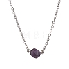 Natural Amethyst/Rose Quartz/Tiger Eye/Amazonite/Sodalite Faceted Round Pendant Necklaces NJEW-JN05133-01-4