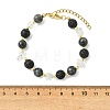 Natural Lava Rock & Larvikite & Quartz Crystal Beaded Bracelets for Women BJEW-JB13900-4