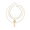 3Pcs 3 Style Natural Rose Quartz Bullet & Alloy Sun Pendant Necklaces Set with Brass Curb Chains for Women NJEW-JN04170-1