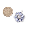 Handmade Blue and White Floral Printed Porcelain Bead Flower Pendants PALLOY-MZ01189-2