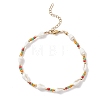 Natural Shell & Glass Seed Beads & 304 Stainless Steel Beaded Anklets for Women AJEW-TA00056-2