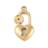 Ion Plating(IP) 304 Stainless Steel Heart Lock Pendant Cabochon Settings STAS-U019-12G-1