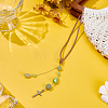 2Pcs Glass Bead & Natural Green Aventurine & Alloy Car Pendant Decorations. with Brass Chains  and Waxed Polyester Cord HJEW-DR00301-3