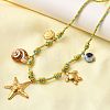 Summer Beach 304 Stainless Steel & Electroplated Natural Shell Pendant Adjustable Polyester Cord Necklaces for Women NJEW-F348-01B-G-3