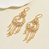 Vintage Ethnic Moon with Round Tassel Brass Chandelier Earrings QG5305-2-1