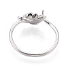Flower Brass Micro Pave Clear Cubic Zirconia Cuff Ring Settings KK-T076-79P-3