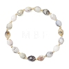 Oval Natural Flower Opal & Electroplate Non-magnetic Synthetic Hematite Beads Stretch Bracelets for Women BJEW-JB13653-3