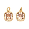 Brass Micro Pave Cubic Zirconia Charms KK-Q085-07G-02-2