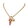 Ocean Brass Enamel Red Lobster Pendants 304 Stainless Steel Cable Chain Necklaces for Women NJEW-JN06483-01-4