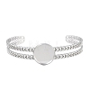 304 Stainless Steel Blank Cuff Bangle Bases with Flat Round Tray SA-CBA82C8-05A-P-2
