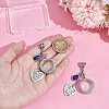 2Pcs Tibetan Style Alloy & Glass Flat Round Locket Pendants HJEW-UN00041-5