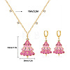 Christmas Tree Brass Enamel & Cubic Zirconia Hoop Earrings & Pendant Necklaces Sets for Women FS-WGBC4E9-03-3
