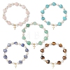 Natural & Synthetic Gemstone Heart & Shell Pearl Beads Stretch Bracelets BJEW-JB13413-2