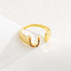 Brass Micro Pave Colorful Cubic Zirconia Cuff Open Rings FS-WG163C1-21-1