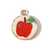 Flat Round Apple Pattern Porcelain Pendants STAS-OY005-80G-1