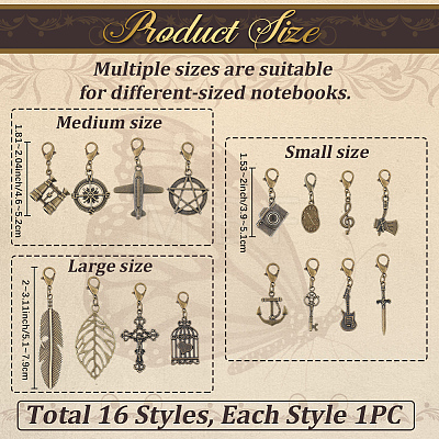 16Pcs Alloy Pendant Decorations HJEW-CP00083-1