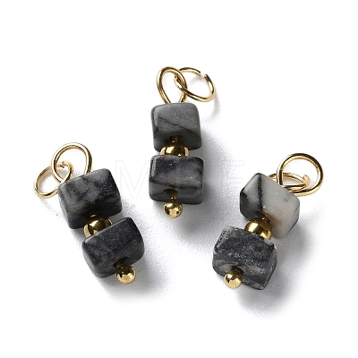 Natural Gemstone Cuboid Beaded Pendants STAS-C120-02G-1