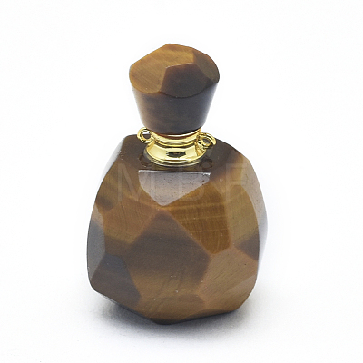 Natural Tiger Eye Openable Perfume Bottle Pendants G-E556-01F-1