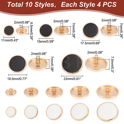 AHADERMAKER 40Pcs 10 Style 1-Hole Alloy Shank Buttons DIY-GA0003-56-1