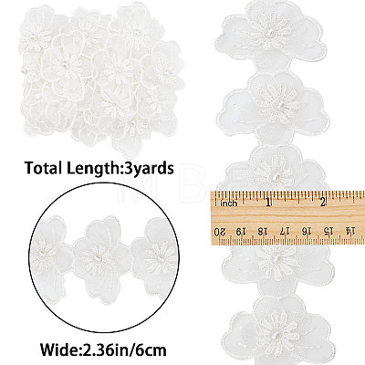Gorgecraft 3 Yards Embroidery Flower Polyester Lace Trim OCOR-GF0002-53-1