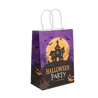 Halloween Paper Haunted House/Castle Printed Tote Bags ABAG-P015-05B-1