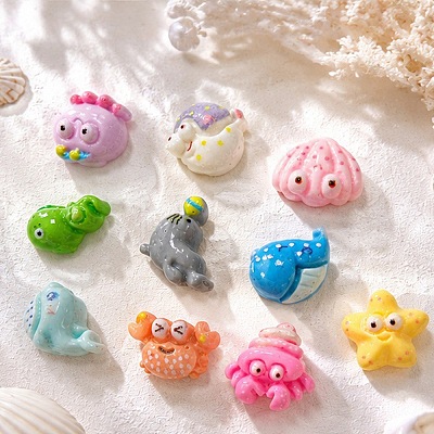 Marine Organism Opaque Resin Cabochons RE-CBAB663-04-1