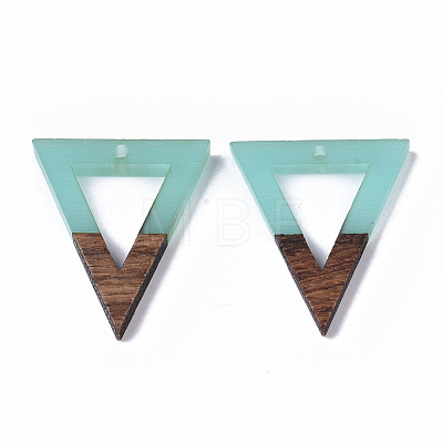 Transparent Resin & Walnut Wood Pendants RESI-S358-56C-A-1