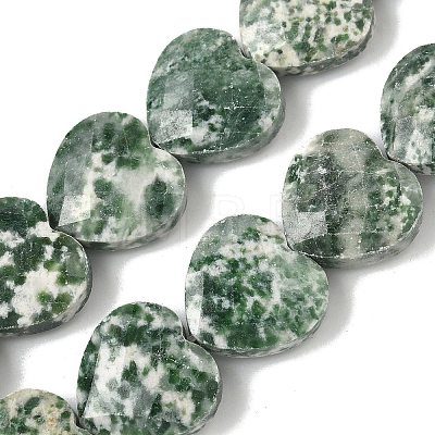 Natural Green Spot Jasper Beads Strands G-A309-A20-01-1