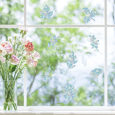 16 Sheets 4 Styles Waterproof PVC Colored Laser Stained Window Film Static Stickers DIY-WH0314-093-1