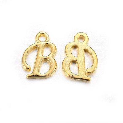 Golden Plated Alloy Letter Pendants X-PALLOY-J718-01G-B-1