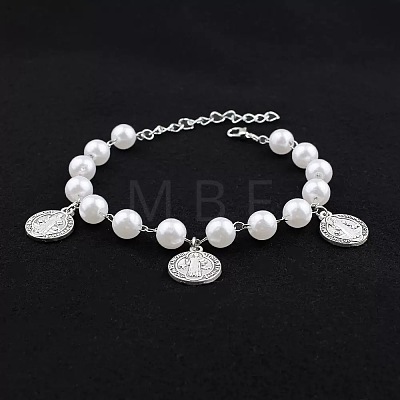 Iron Flat Round with  Saint Benedict Charm Bracelets HP3576-1