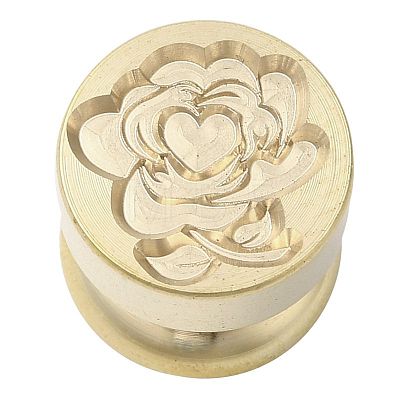 Golden Tone Round Wax Seal Brass Stamp Heads AJEW-M040-01G-J-1