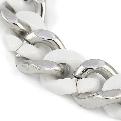 304 Stainless Steel Ceramics Cuban Link Chain Bracelets for Men BJEW-B102-02P-01-1