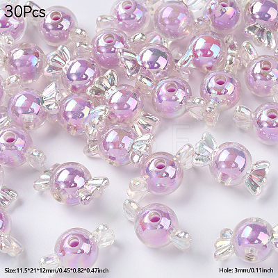 30Pcs Transparent Acrylic Beads TACR-YW0002-36B-1
