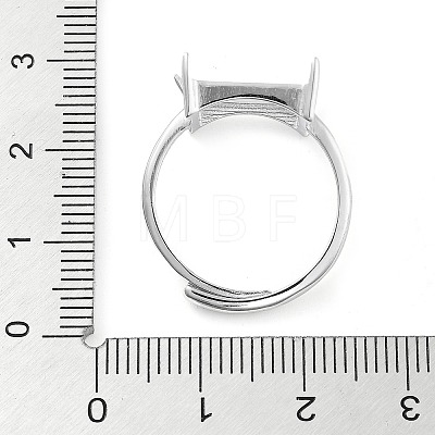 Rectangle Adjustable 925 Sterling Silver Ring Components STER-G042-09P-1