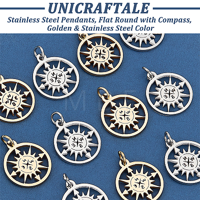 Unicraftale 12pcs 2 Colors 304 Stainless Steel Pendants STAS-UN0038-92-1