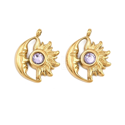 304 Stainless Steel Rhinestone Pendants STAS-Z166-24G-06-1