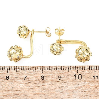 Brass Micro Pave Cubic Zirconia Stud Earrings EJEW-D351-13G-02-1