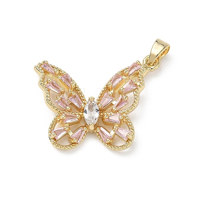 Brass Micro Pave Cubic Zirconia Pendants KK-A299-21G-02-1