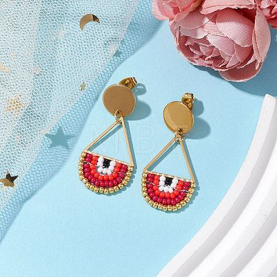 Seed Bead Teardrop Stud Earrings EJEW-MZ00251-04-1