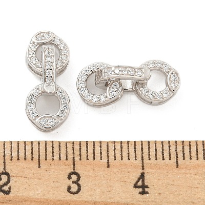 925 Sterling Silver Micro Pave Clear Cubic Zirconia Fold Over Clasps STER-U001-10P-1