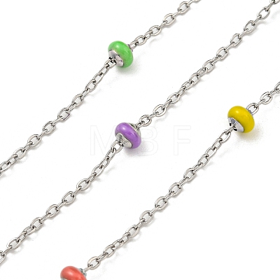 304 Stainless Steel Enamel Link Chains AJEW-Z028-09P-09-1