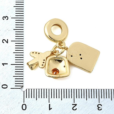Brass Colorful Enamel European Dangle Charms KK-Z150-08G-1