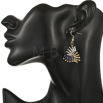 304 Stainless Steel with Glass Seed Beads Dangle Earrings EJEW-MZ00821-01-1