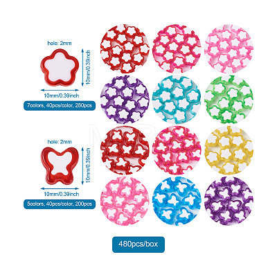 480Pcs 12 Style Transparent Acrylic Beads TACR-BT0001-04-1