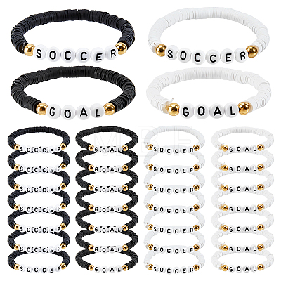 16Pcs 4 Style Acrylic & Handmade Polymer Clay Bead Bracelets BJEW-MA00002-1