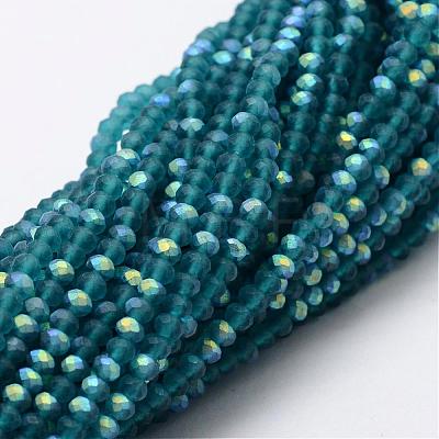 Half AB Color Plated Faceted Rondelle Glass Bead Strands EGLA-L007-F07-4mm-1